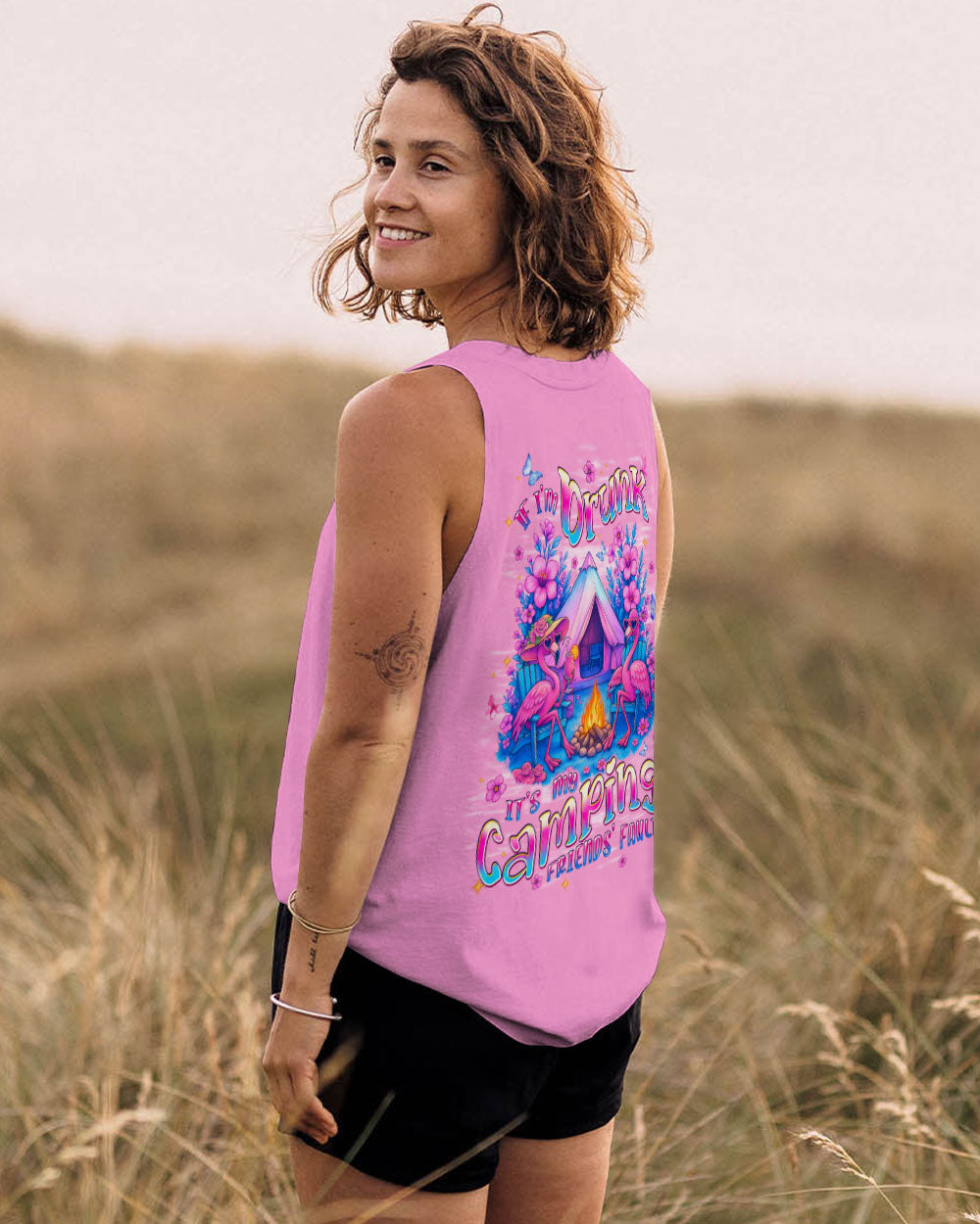 BLISSCORNERS IF I'M DRUNK FLAMINGO CAMPING ALL OVER PRINT