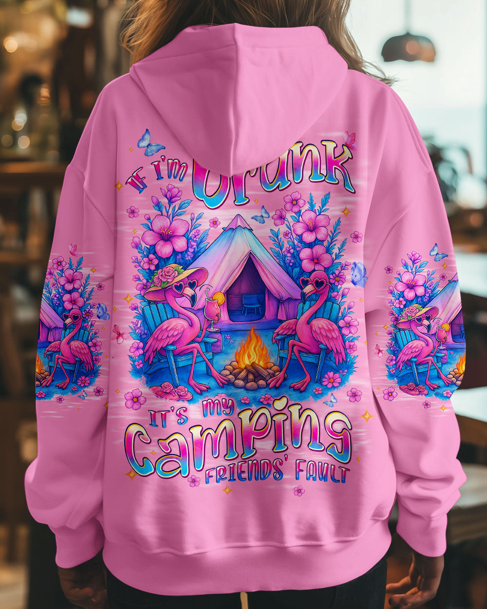 BLISSCORNERS IF I'M DRUNK FLAMINGO CAMPING ALL OVER PRINT