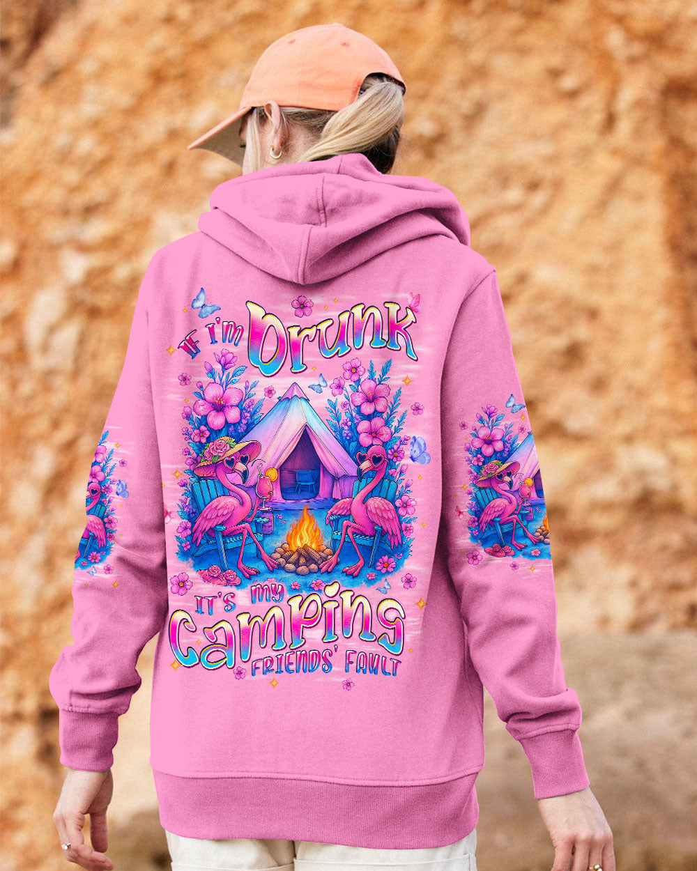 BLISSCORNERS IF I'M DRUNK FLAMINGO CAMPING ALL OVER PRINT
