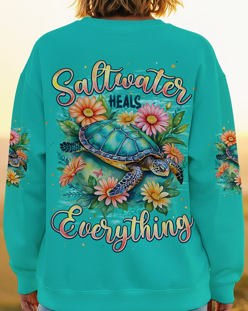 BLISSCORNERS SALTWATER HEALS EVERYTHING TURTLE ALL OVER PRINT