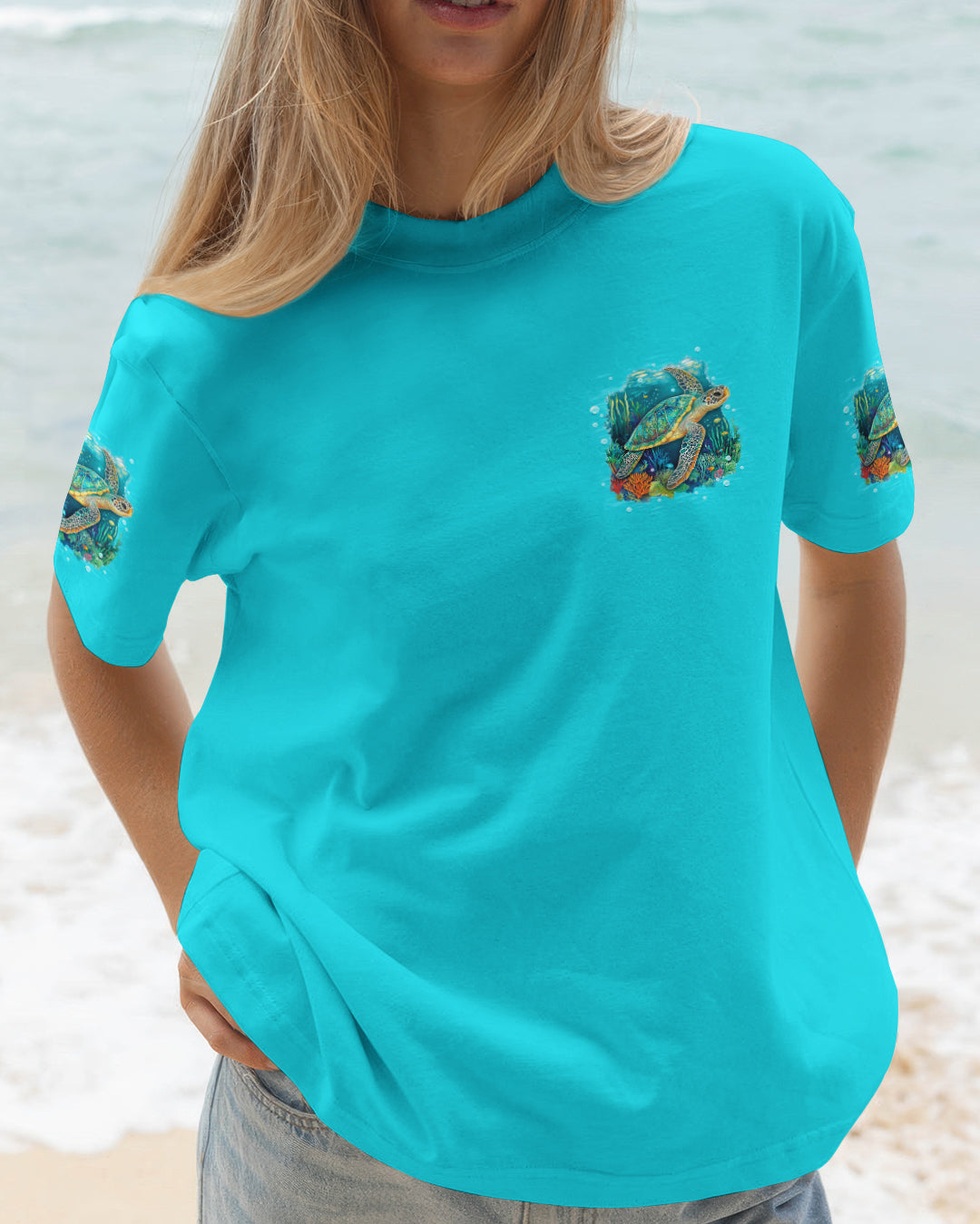 BLISSCORNERS SMELL THE SEA FEEL THE BREEZE TURTLE ALL OVER PRINT