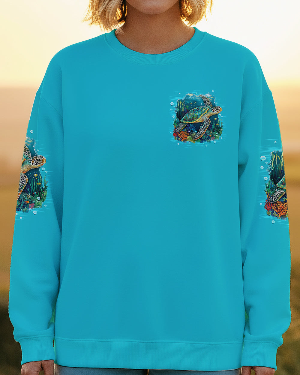 BLISSCORNERS SMELL THE SEA FEEL THE BREEZE TURTLE ALL OVER PRINT