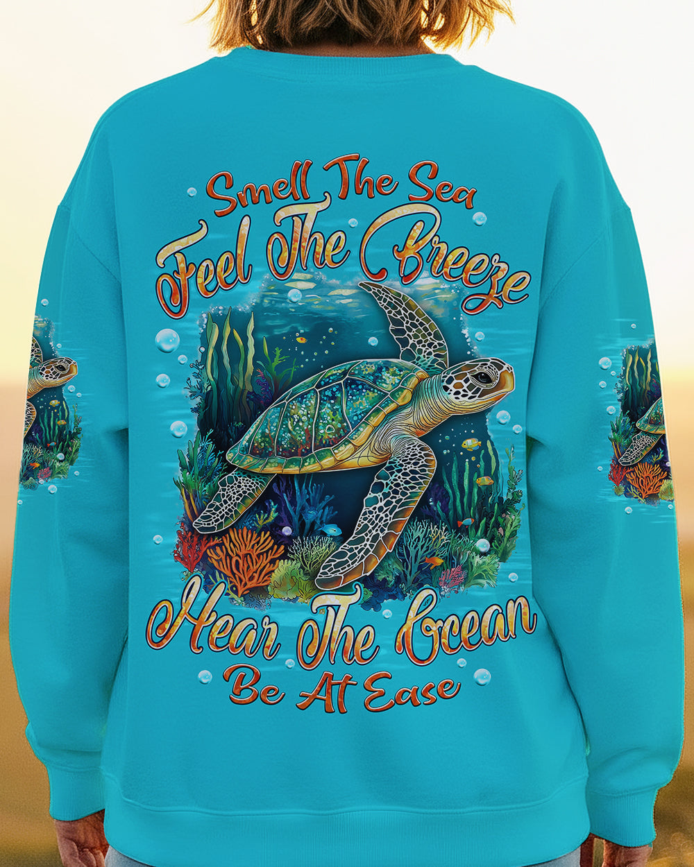BLISSCORNERS SMELL THE SEA FEEL THE BREEZE TURTLE ALL OVER PRINT