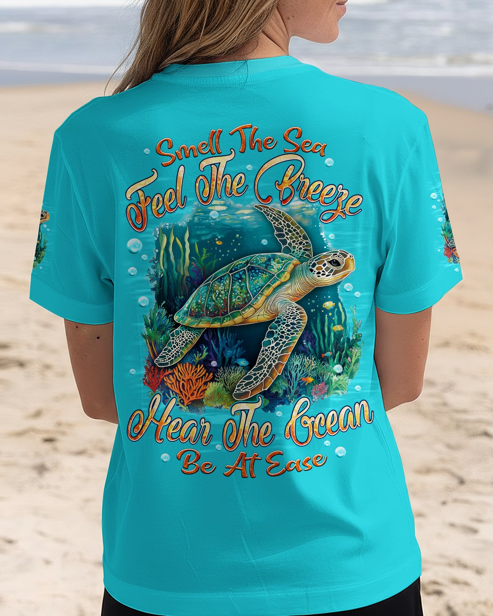 BLISSCORNERS SMELL THE SEA FEEL THE BREEZE TURTLE ALL OVER PRINT