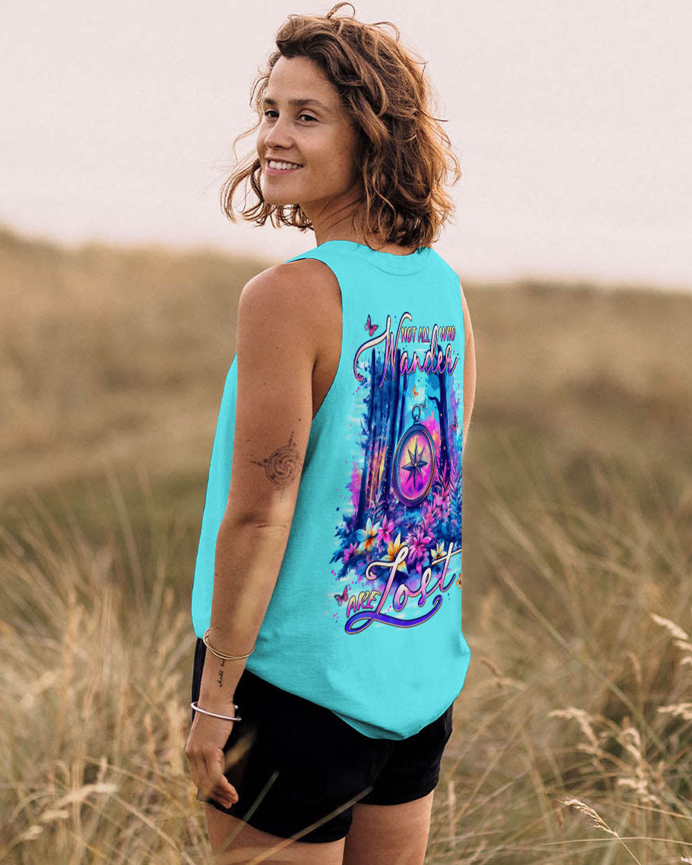 BLISSCORNERS NOT ALL WHO WANDER ARE LOST COMPASS ALL OVER PRINT