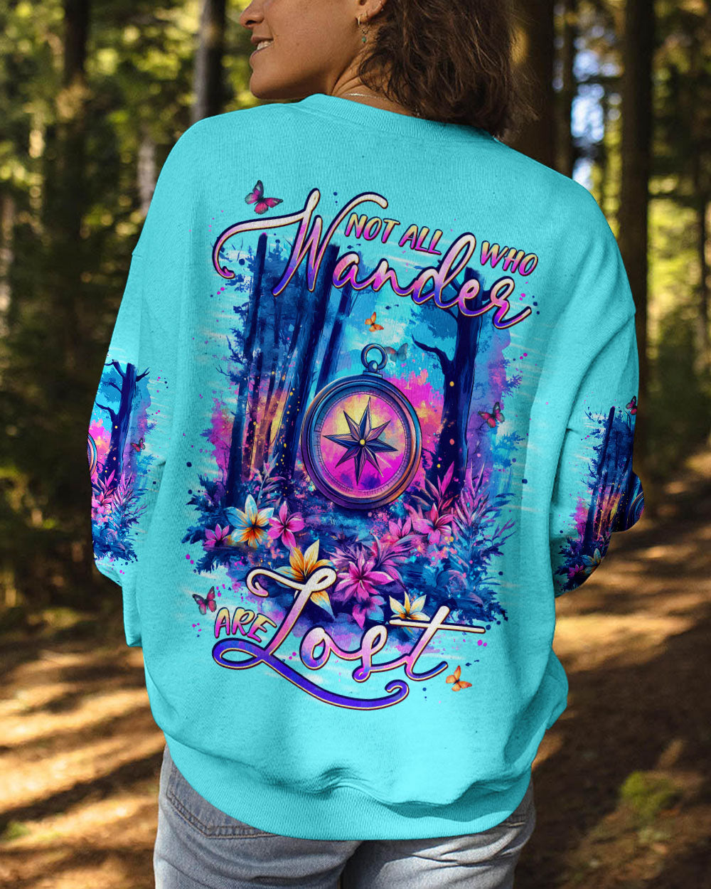 BLISSCORNERS NOT ALL WHO WANDER ARE LOST COMPASS ALL OVER PRINT