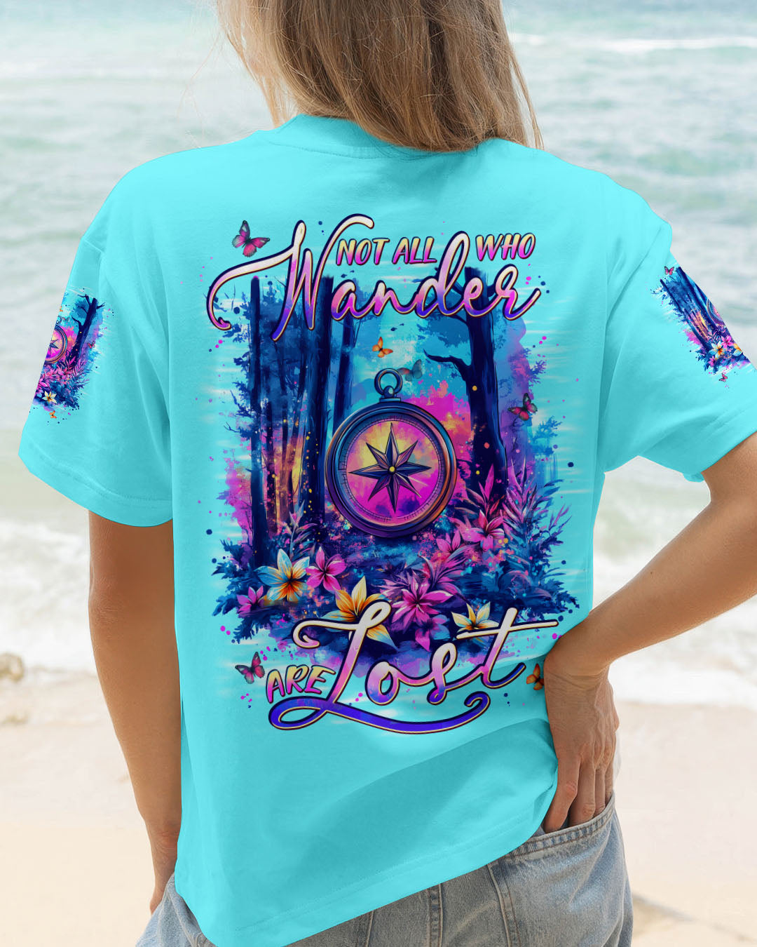 BLISSCORNERS NOT ALL WHO WANDER ARE LOST COMPASS ALL OVER PRINT