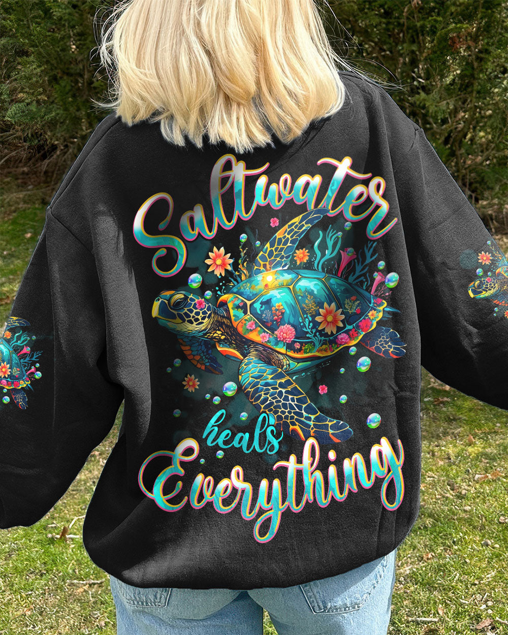BLISSCORNERS SALTWATER HEALS EVERYTHING TURTLE ALL OVER PRINT