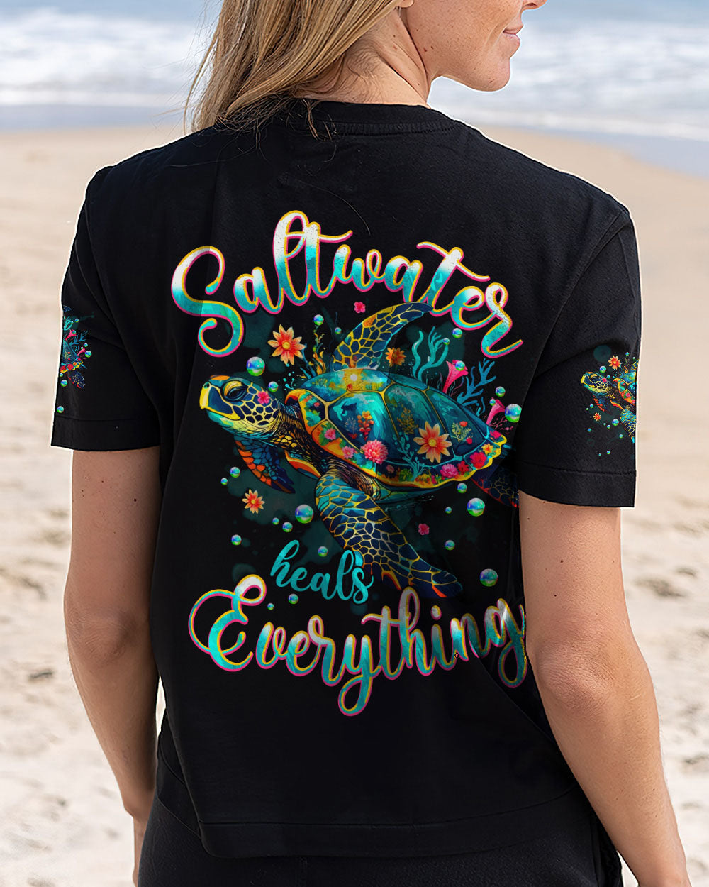 BLISSCORNERS SALTWATER HEALS EVERYTHING TURTLE ALL OVER PRINT