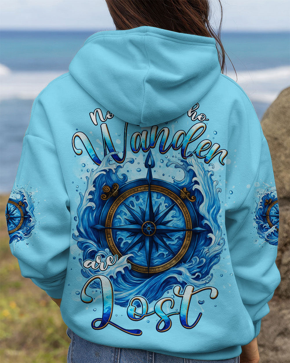 BLISSCORNERS NOT ALL WHO WANDER ARE LOST COMPASS ALL OVER PRINT