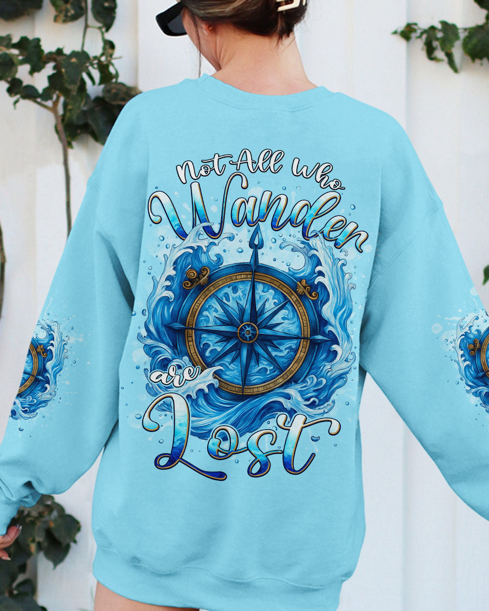 BLISSCORNERS NOT ALL WHO WANDER ARE LOST COMPASS ALL OVER PRINT