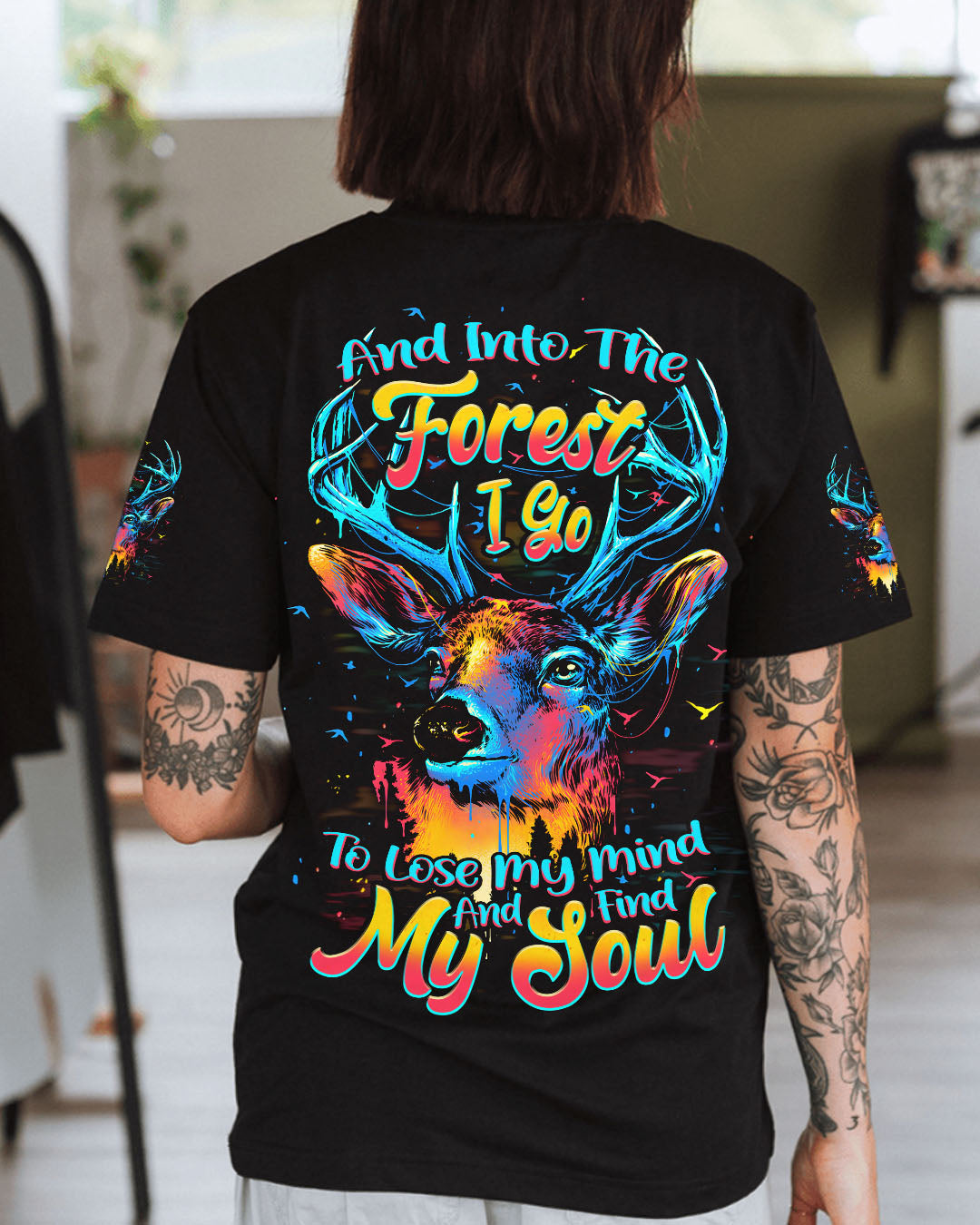 BLISSCORNERS AND INTO THE FOREST I GO DEER ALL OVER PRINT