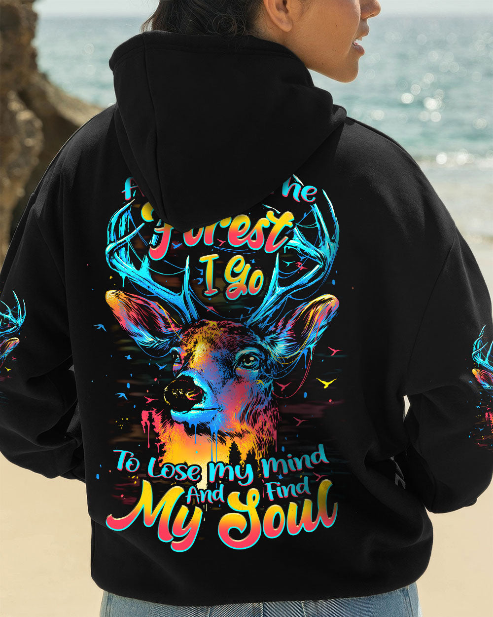 BLISSCORNERS AND INTO THE FOREST I GO DEER ALL OVER PRINT