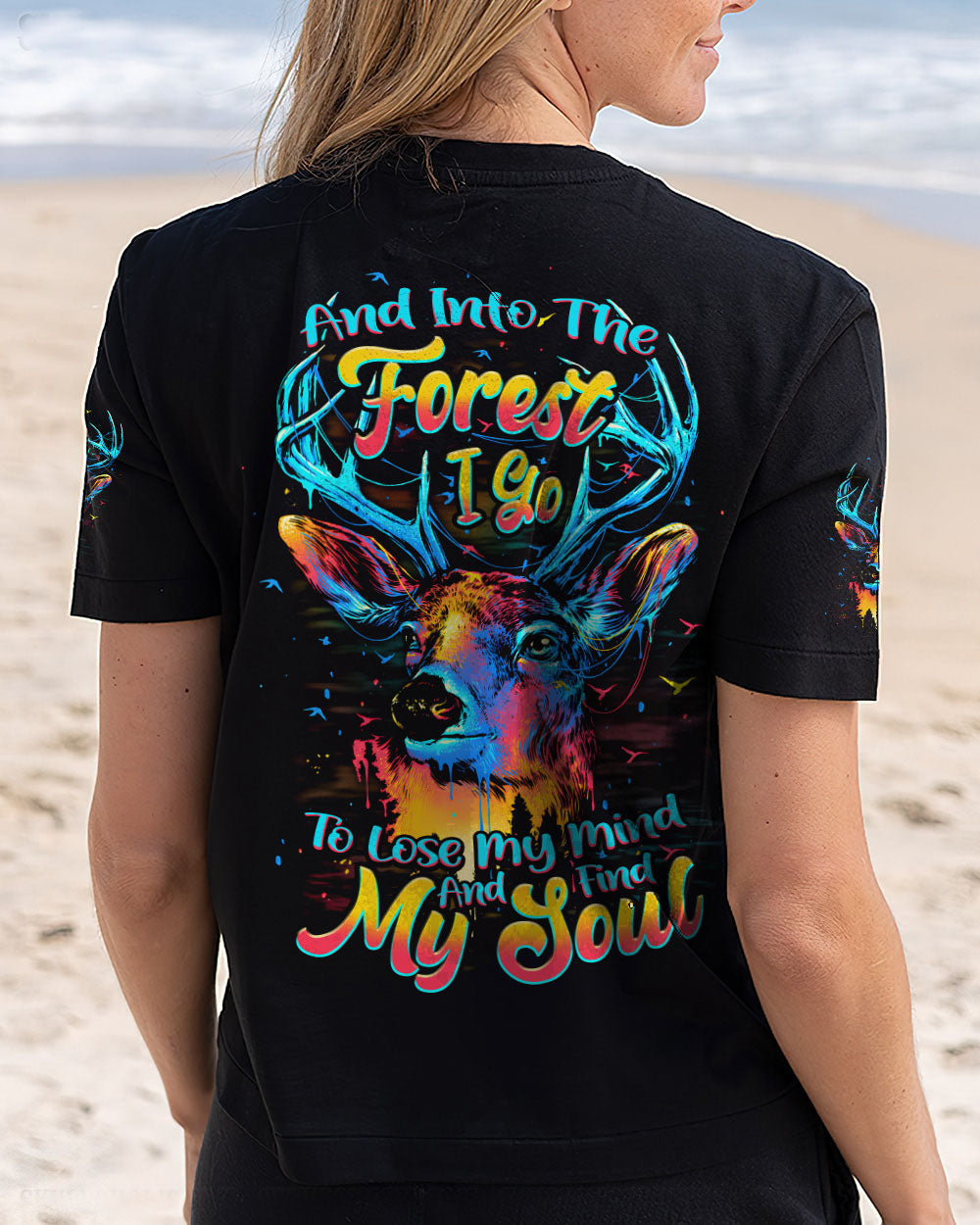 BLISSCORNERS AND INTO THE FOREST I GO DEER ALL OVER PRINT