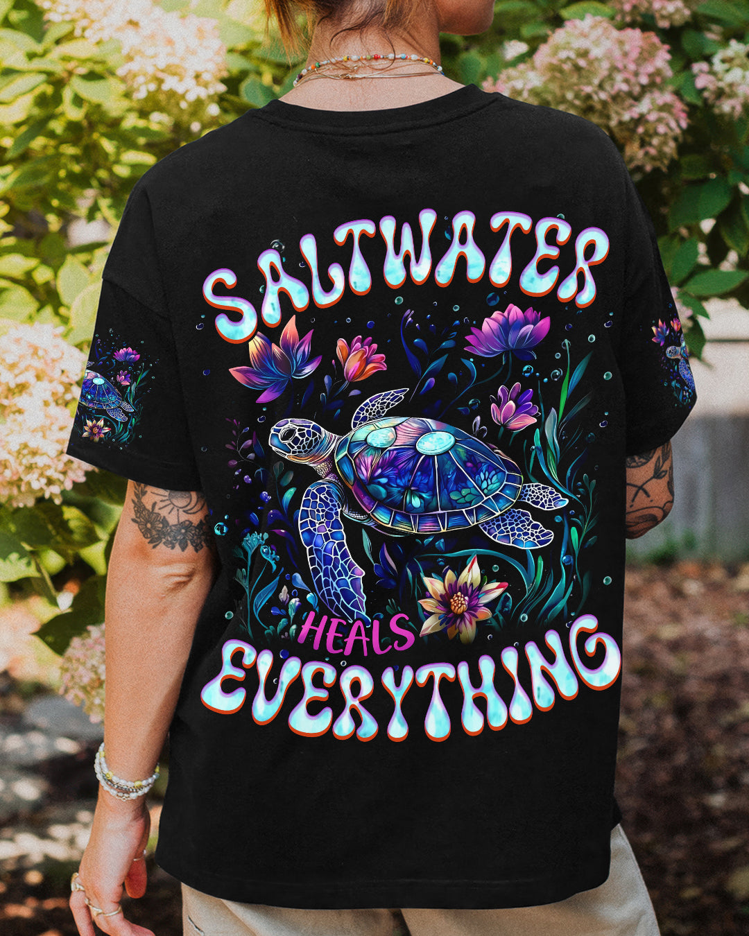 BLISSCORNERS SALTWATER HEALS EVERYTHING TURTLE ALL OVER PRINT