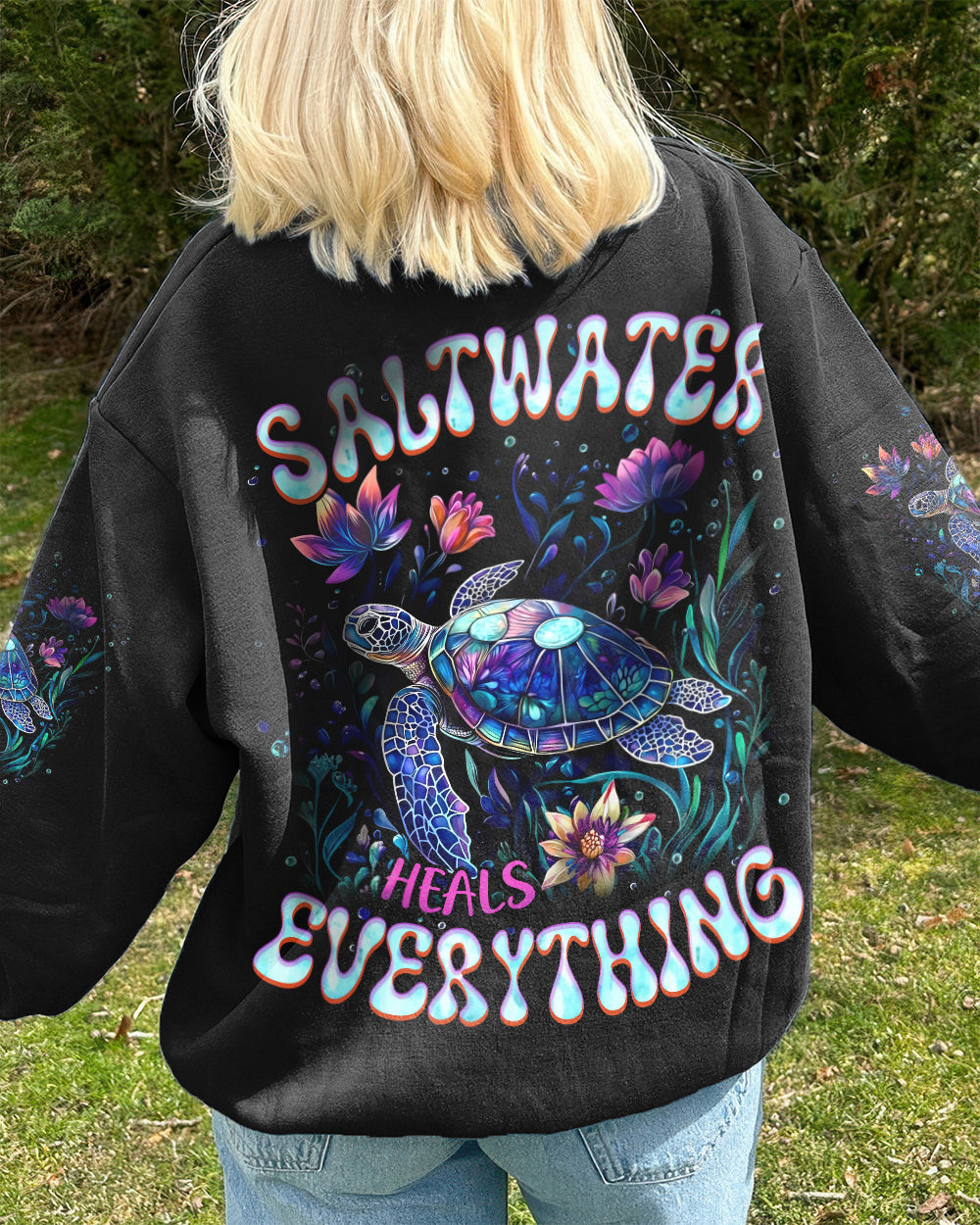 BLISSCORNERS SALTWATER HEALS EVERYTHING TURTLE ALL OVER PRINT