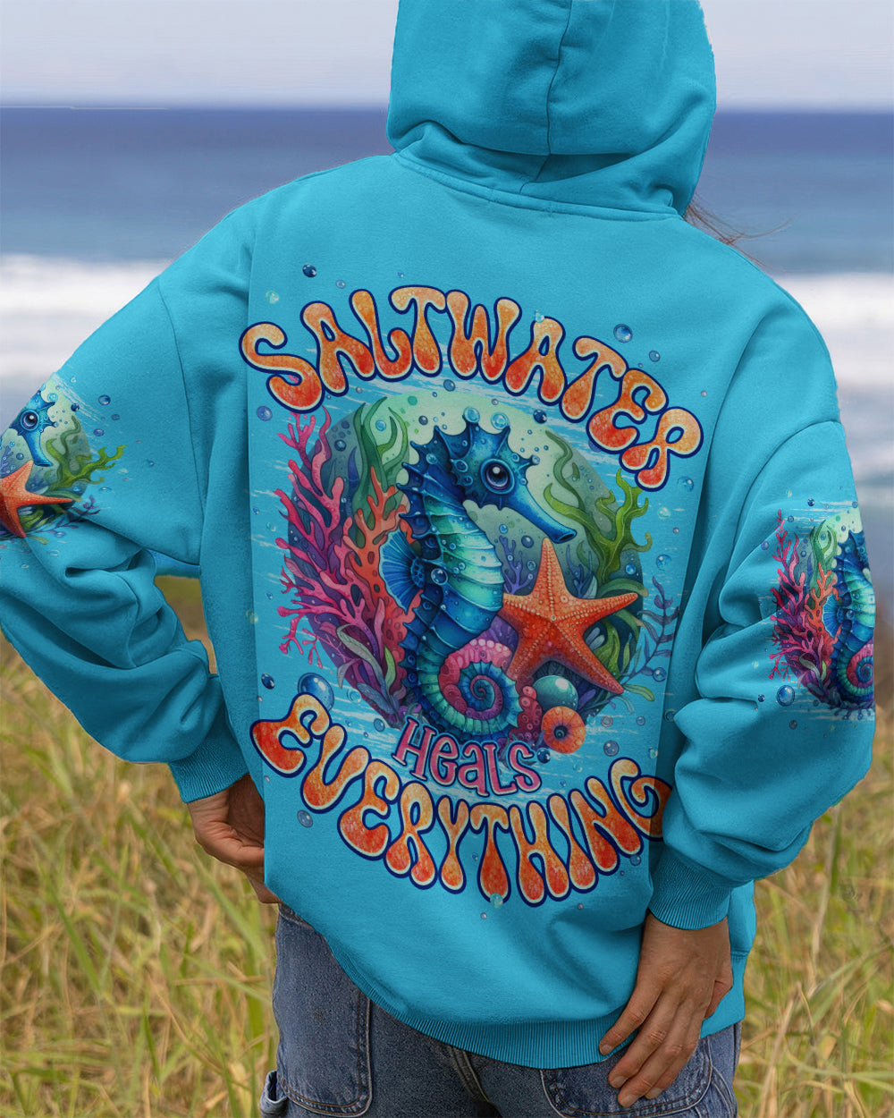 BLISSCORNERS SALTWATER HEALS EVERYTHING SEAHORSE ALL OVER PRINT