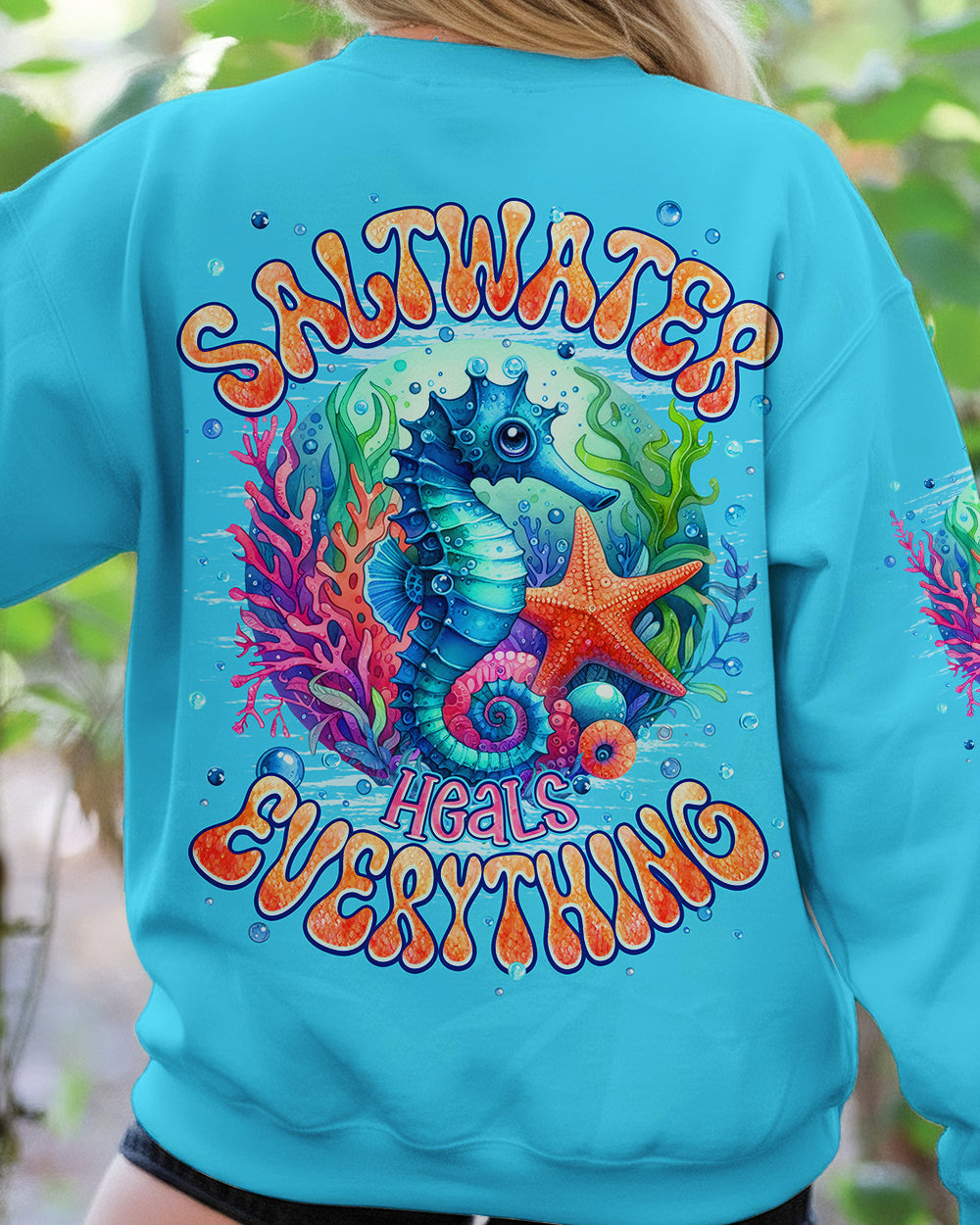 BLISSCORNERS SALTWATER HEALS EVERYTHING SEAHORSE ALL OVER PRINT