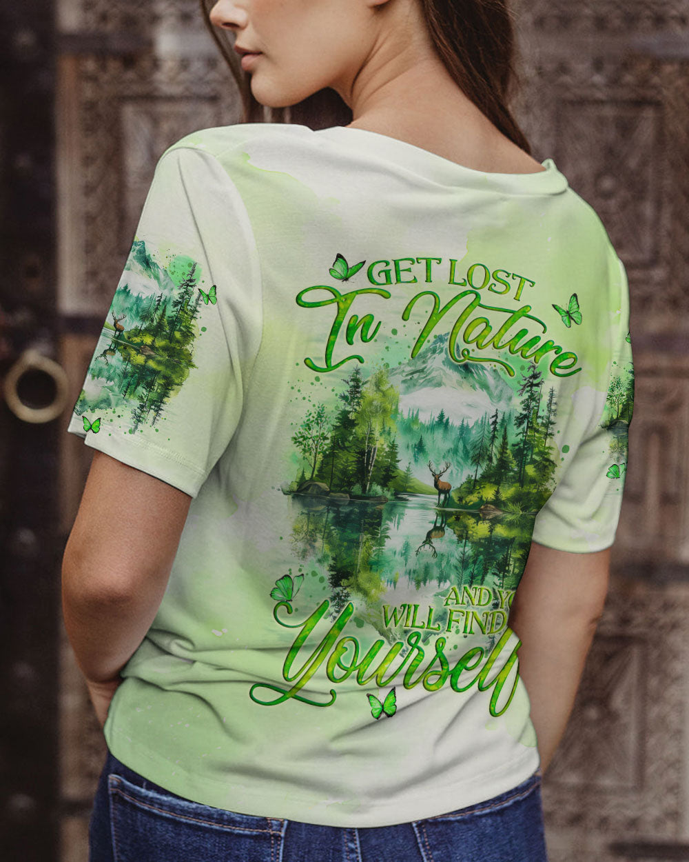 BLISSCORNERS GET LOST IN NATURE AND FIND YOURSELF COMPASS ALL OVER PRINT