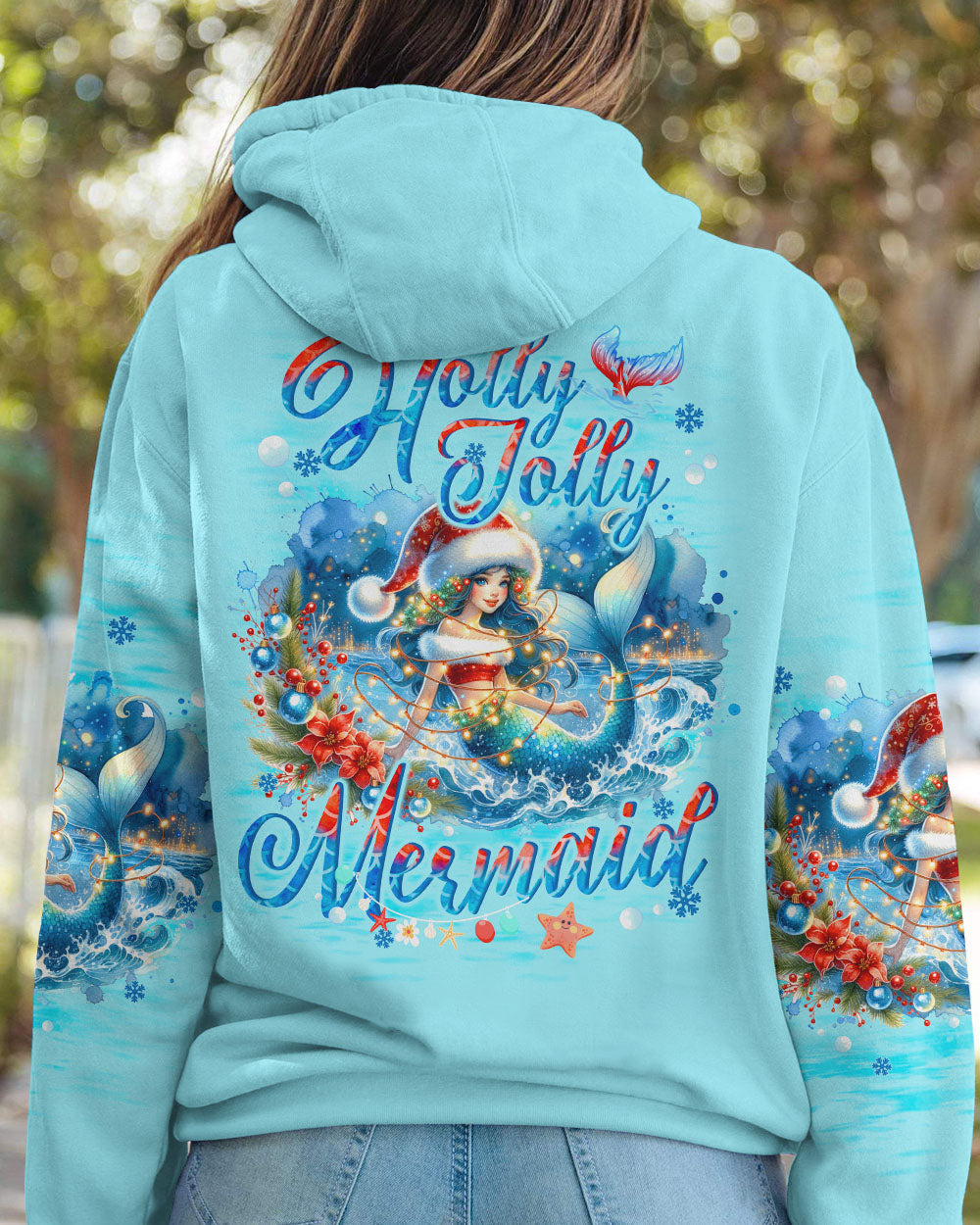 BLISSCORNERS HOLLY JOLLY MERMAID CHRISTMAS ALL OVER PRINT