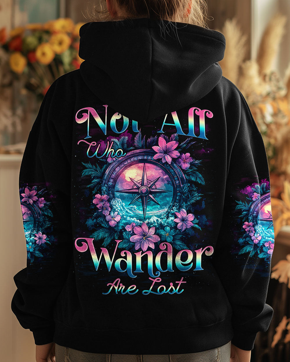 BLISSCORNERS NOT ALL WHO WANDER ARE LOST COMPASS ALL OVER PRINT