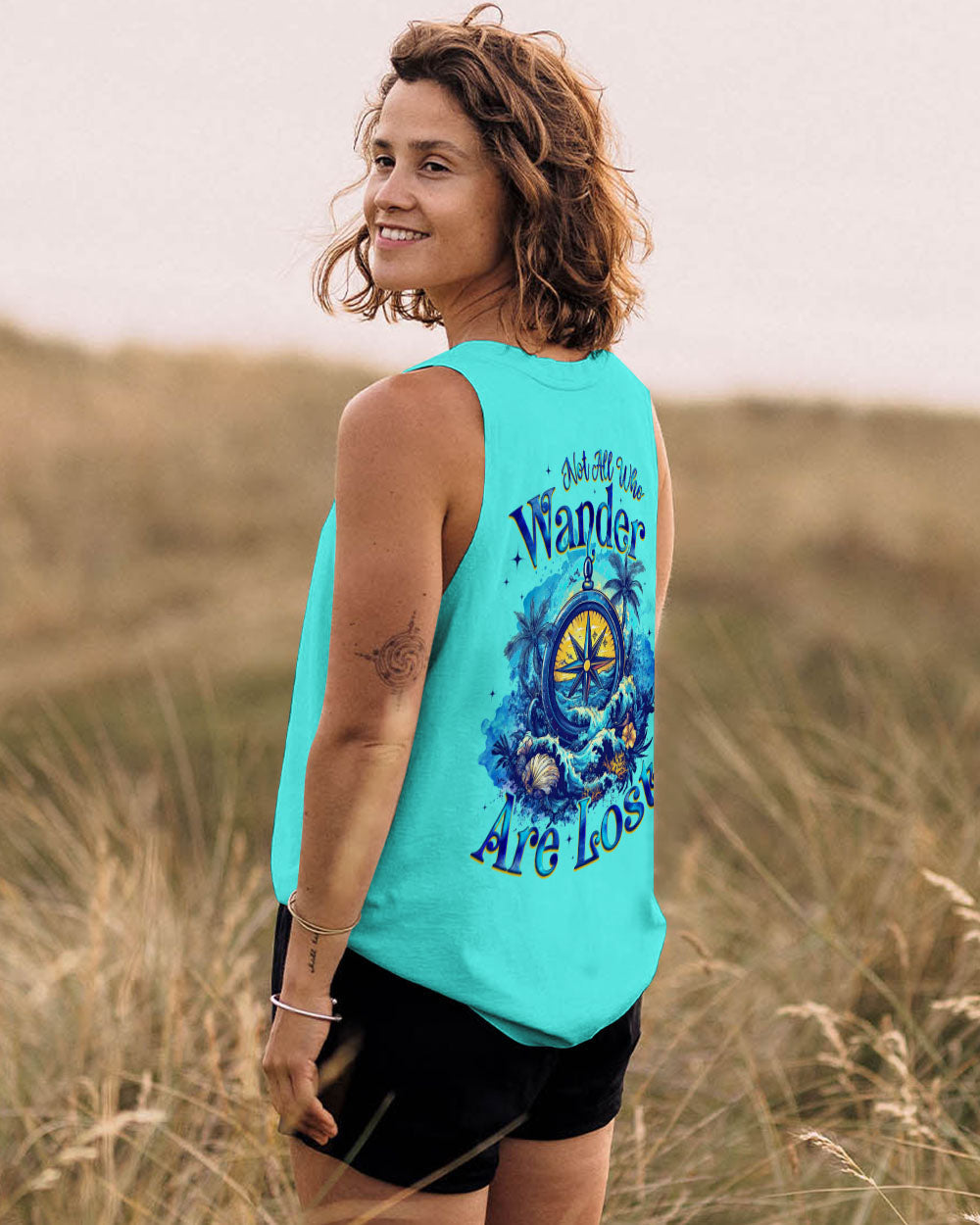 BLISSCORNERS NOT ALL WHO WANDER ARE LOST COMPASS ALL OVER PRINT
