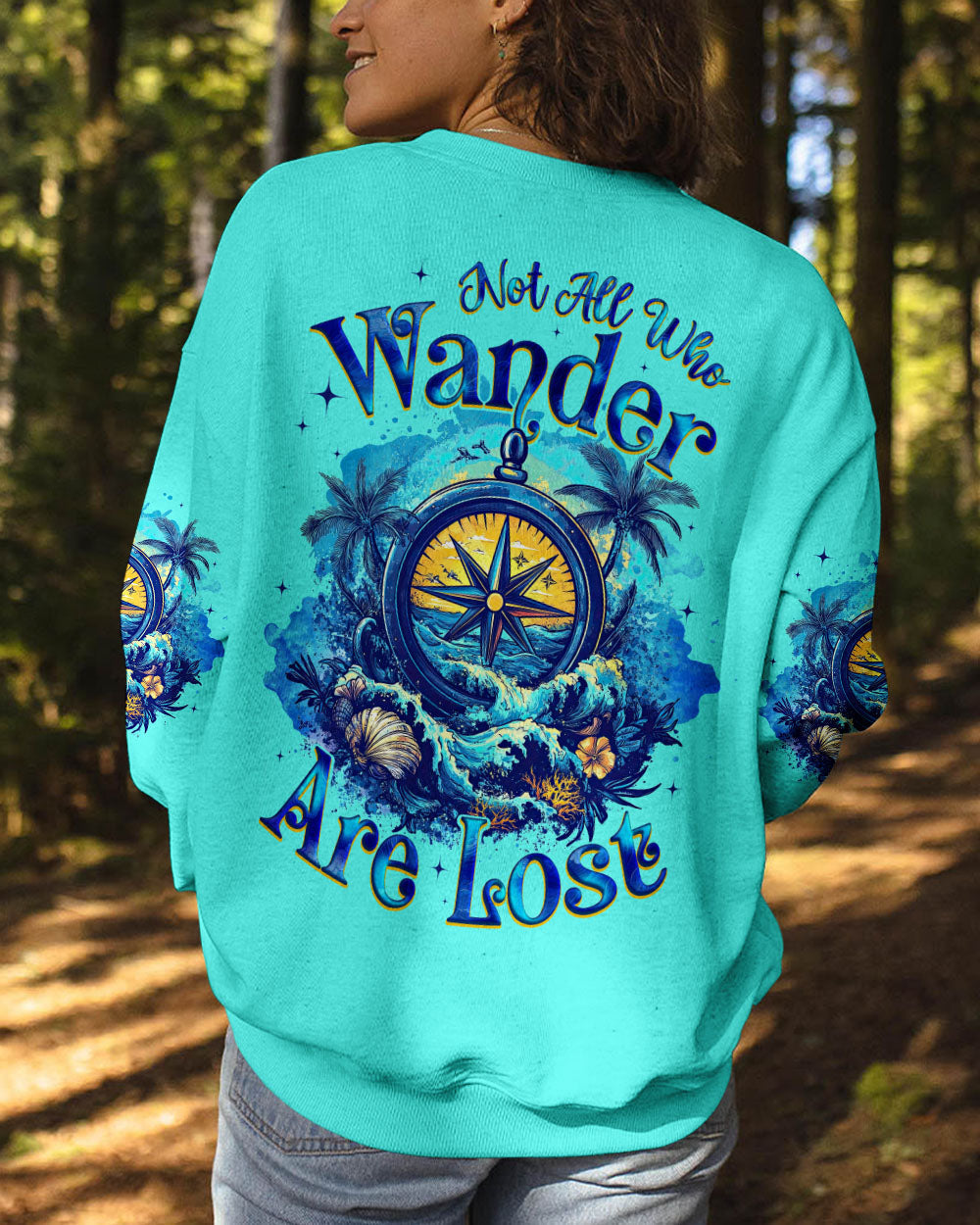 BLISSCORNERS NOT ALL WHO WANDER ARE LOST COMPASS ALL OVER PRINT
