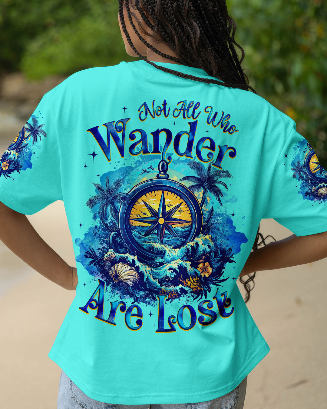 BLISSCORNERS NOT ALL WHO WANDER ARE LOST COMPASS ALL OVER PRINT