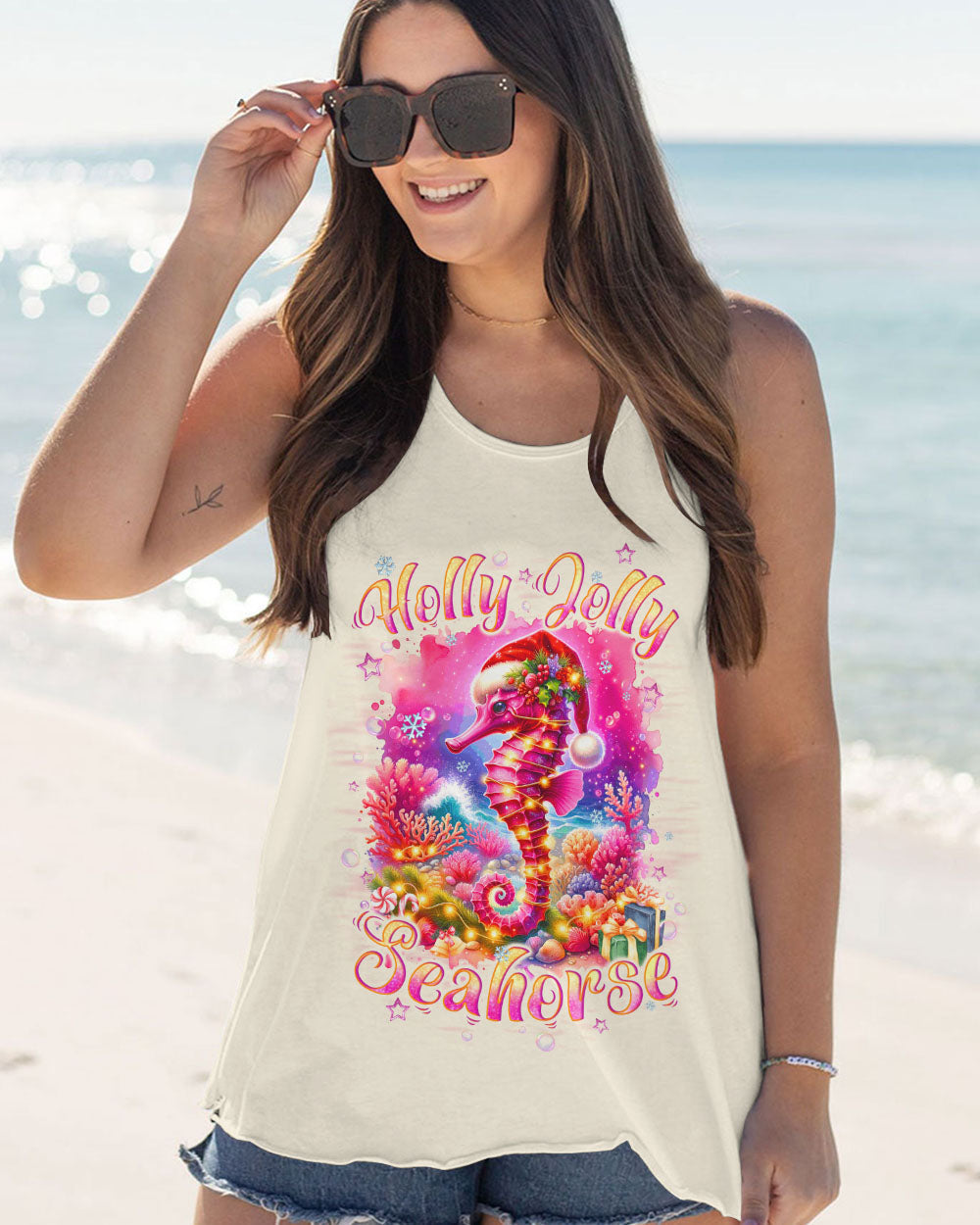 BLISSCORNERS HOLLY JOLLY SEAHORSE CHRISTMAS ALL OVER PRINT
