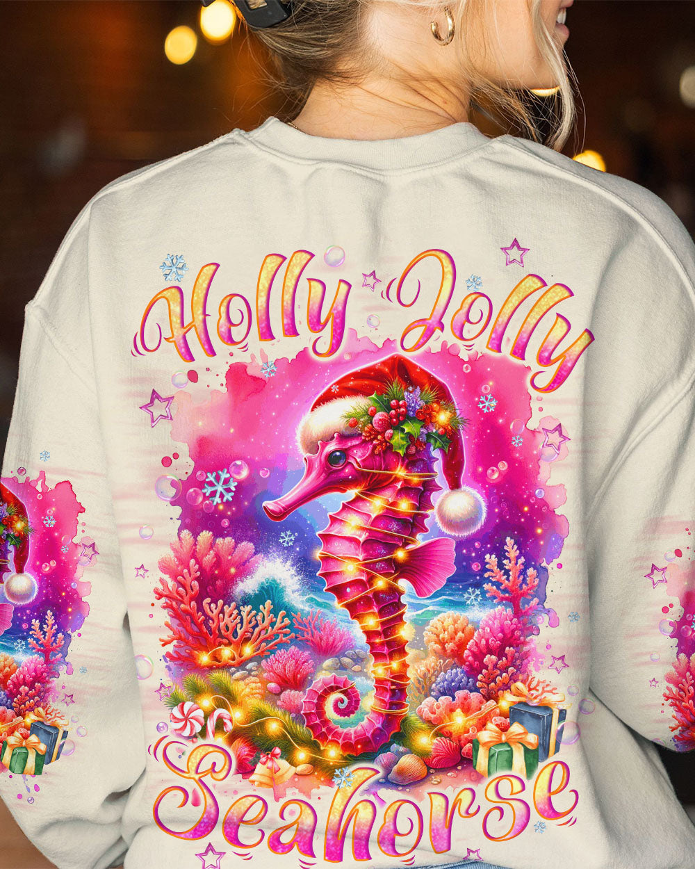 BLISSCORNERS HOLLY JOLLY SEAHORSE CHRISTMAS ALL OVER PRINT