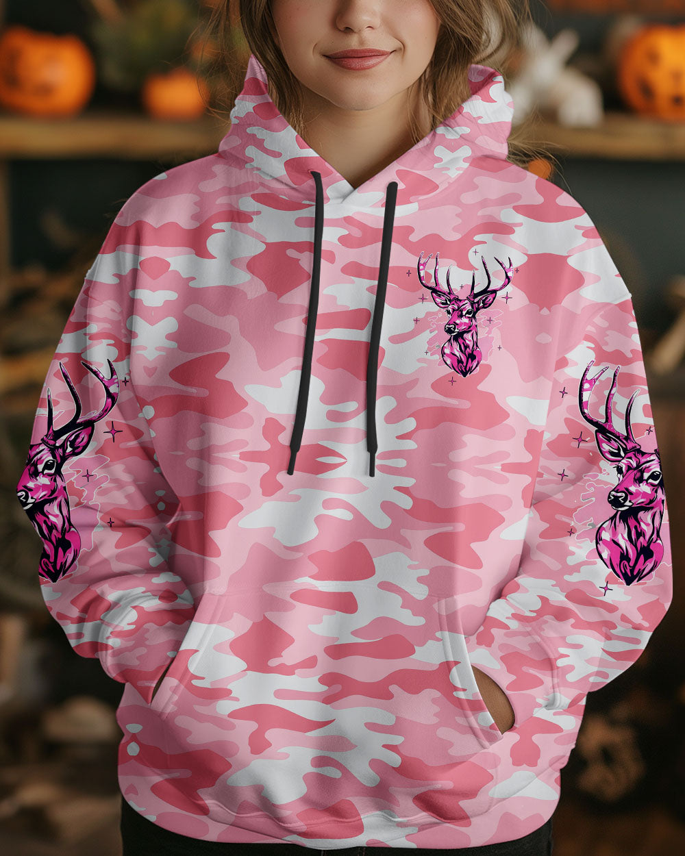 BLISSCORNERS PRETTY IN PINK DEER HUNTING ALL OVER PRINT