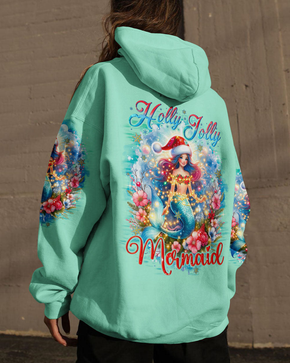 BLISSCORNERS HOLLY JOLLY MERMAID CHRISTMAS ALL OVER PRINT