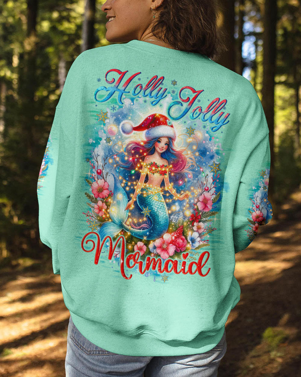 BLISSCORNERS HOLLY JOLLY MERMAID CHRISTMAS ALL OVER PRINT