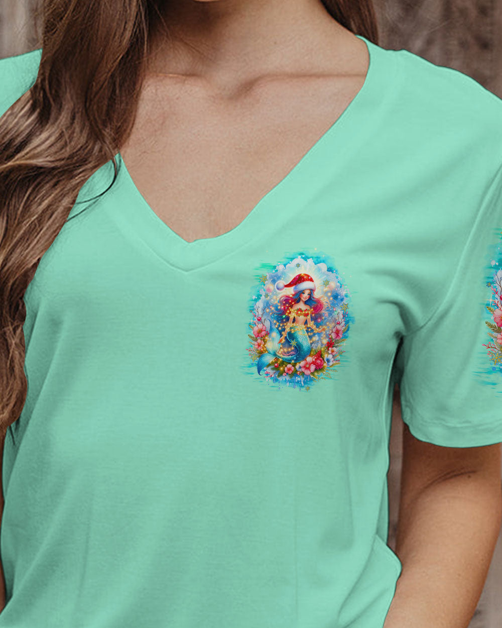 BLISSCORNERS HOLLY JOLLY MERMAID CHRISTMAS ALL OVER PRINT