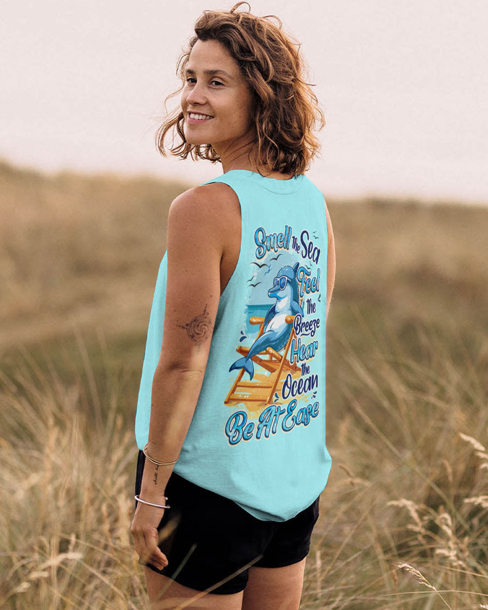 BLISSCORNERS SMELL THE SEA FEEL THE BREEZE DOLPHIN ALL OVER PRINT