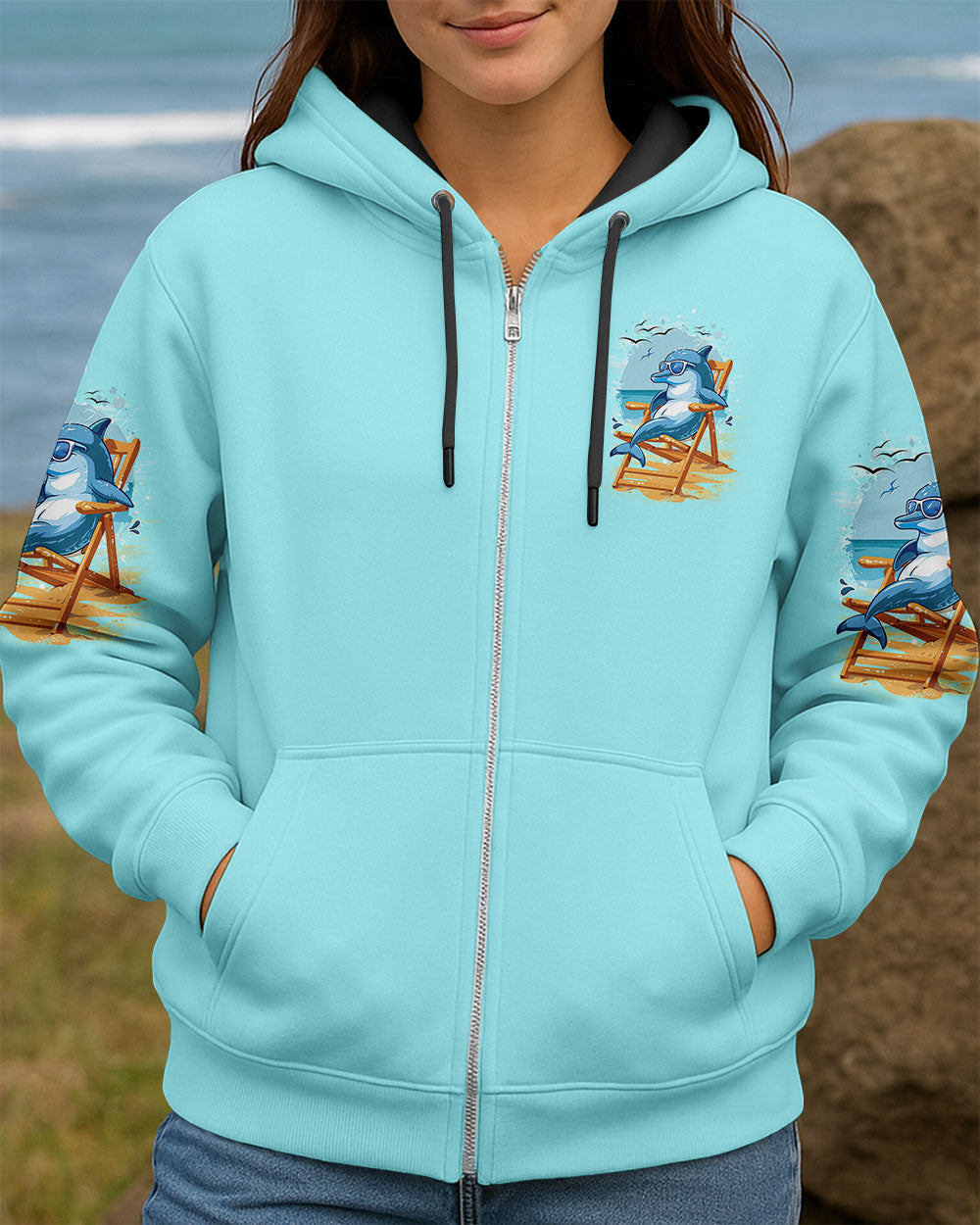 BLISSCORNERS SMELL THE SEA FEEL THE BREEZE DOLPHIN ALL OVER PRINT