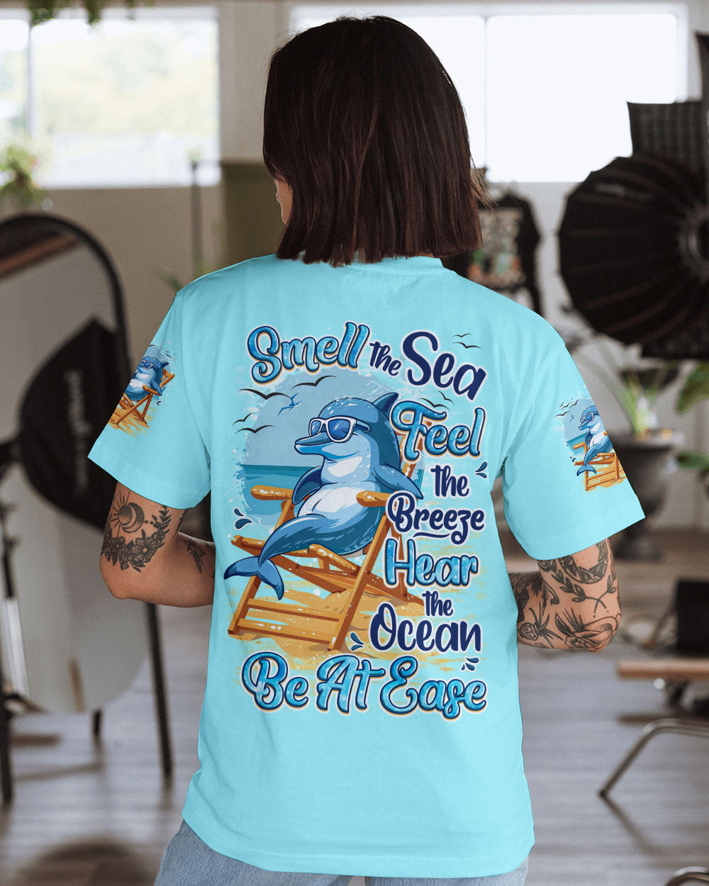 BLISSCORNERS SMELL THE SEA FEEL THE BREEZE DOLPHIN ALL OVER PRINT