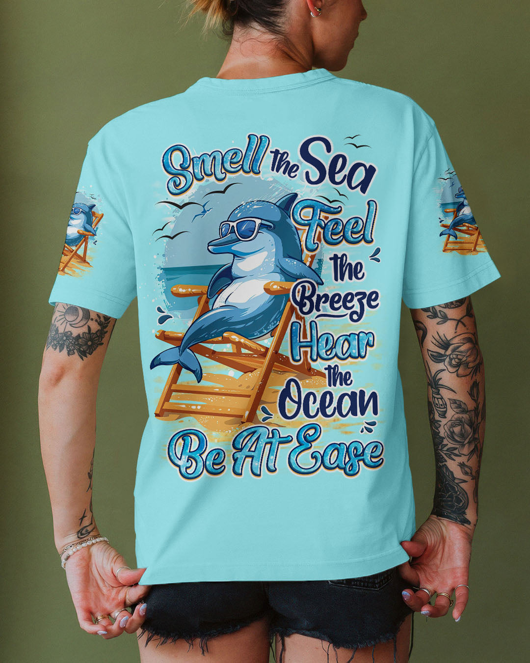BLISSCORNERS SMELL THE SEA FEEL THE BREEZE DOLPHIN ALL OVER PRINT