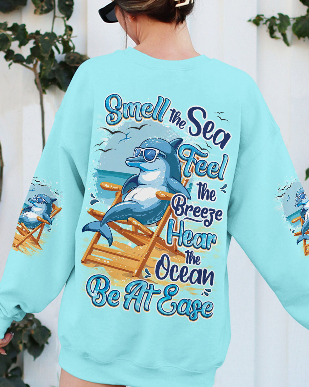 BLISSCORNERS SMELL THE SEA FEEL THE BREEZE DOLPHIN ALL OVER PRINT