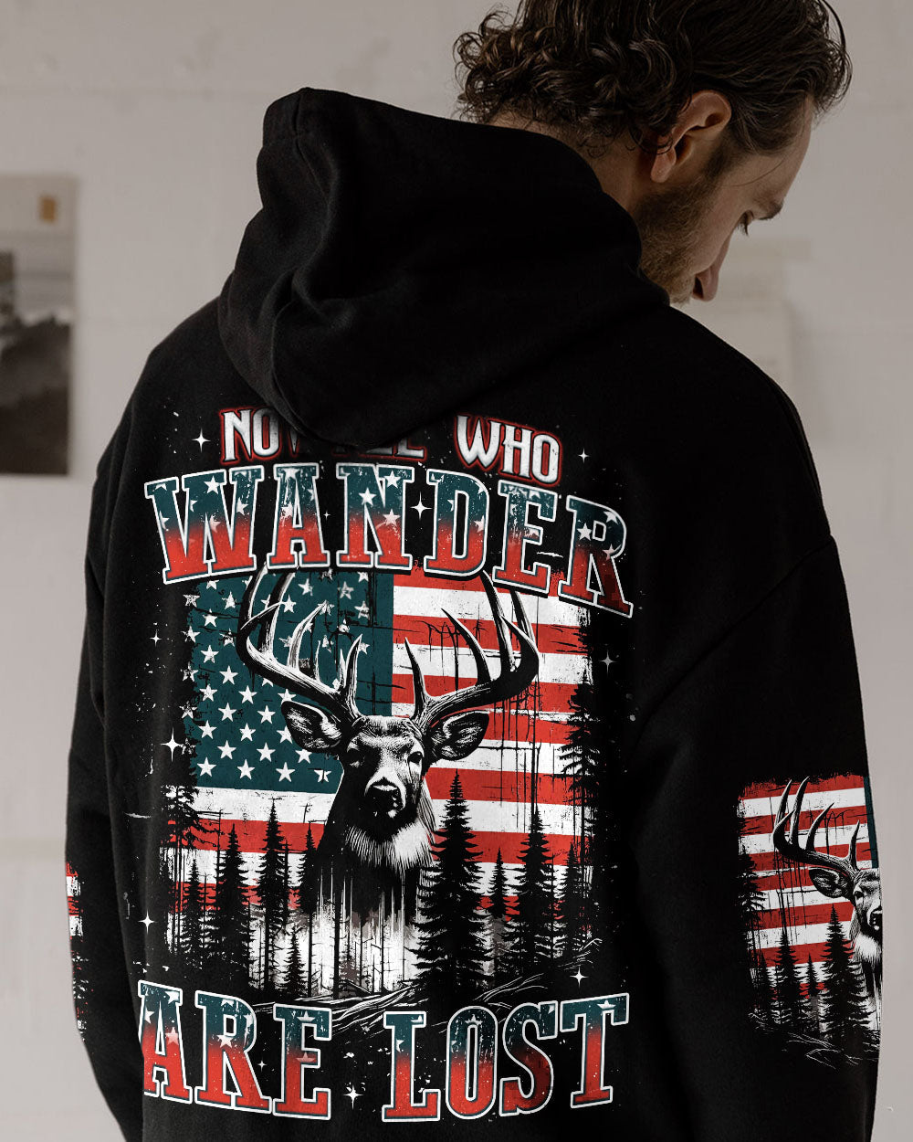 BLISSCORNERS NOT ALL WHO WANDER ARE LOST DEER ALL OVER PRINT