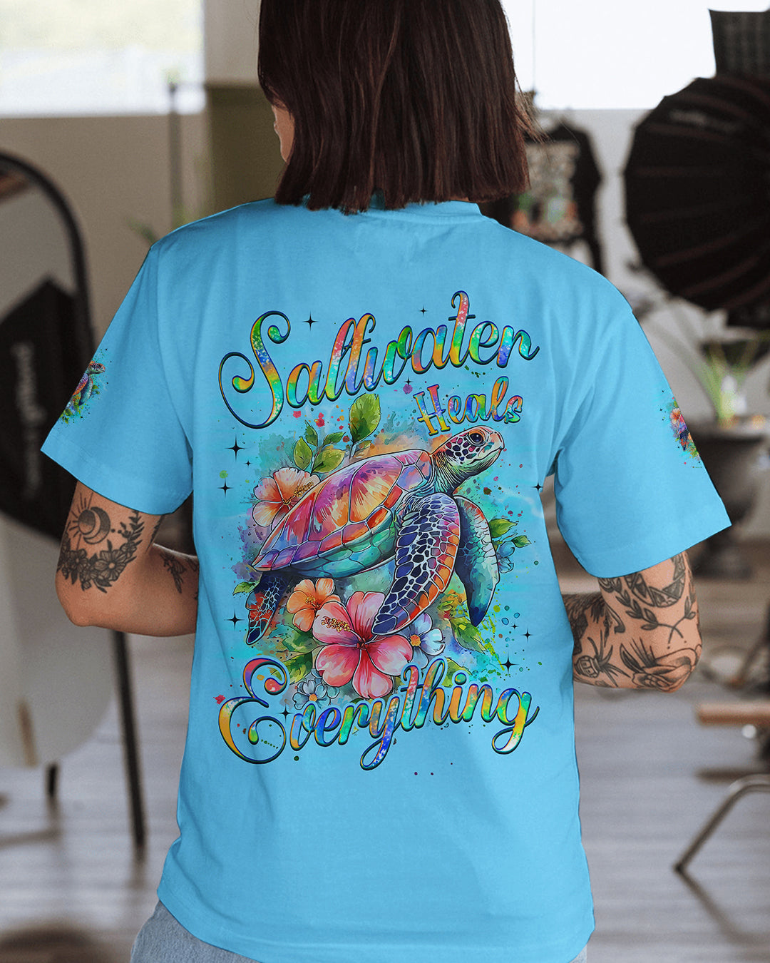 BLISSCORNERS SALTWATER HEALS EVERYTHING TURTLE ALL OVER PRINT