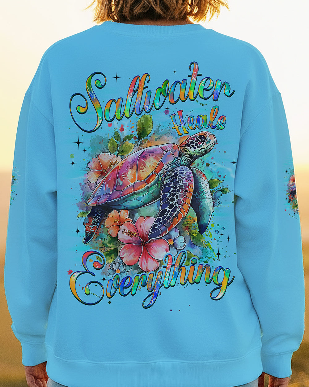 BLISSCORNERS SALTWATER HEALS EVERYTHING TURTLE ALL OVER PRINT