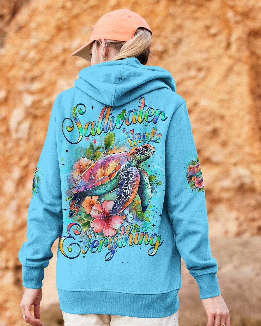 BLISSCORNERS SALTWATER HEALS EVERYTHING TURTLE ALL OVER PRINT