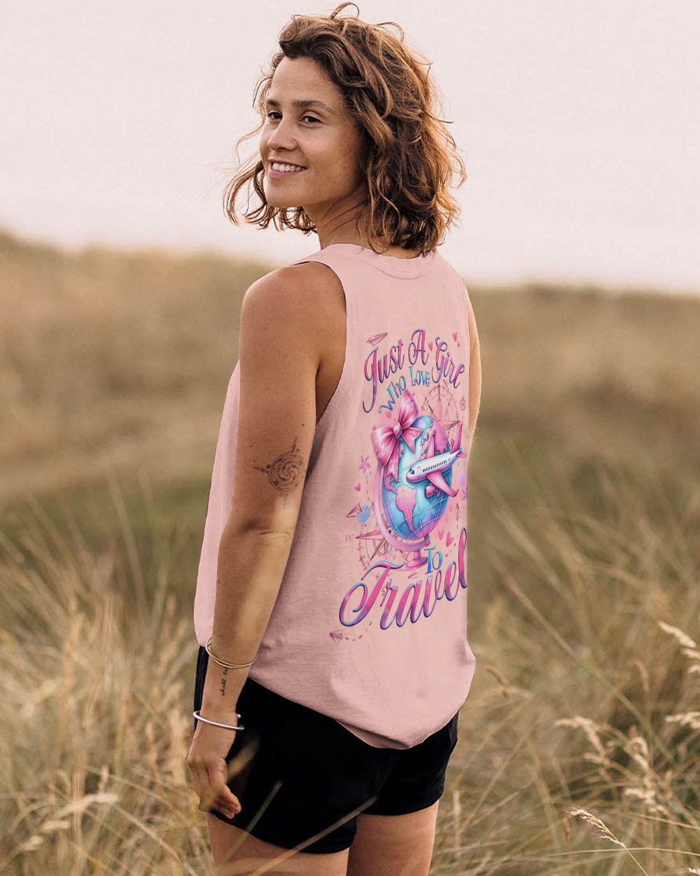BLISSCORNERS JUST A GIRL WHO LOVES TRAVEL ALL OVER PRINT