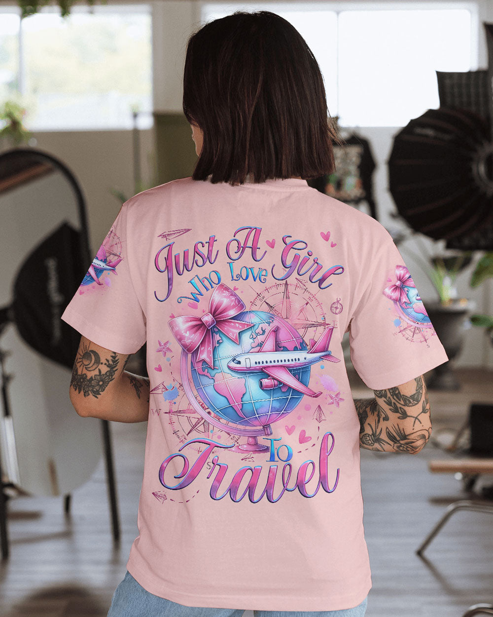 BLISSCORNERS JUST A GIRL WHO LOVES TRAVEL ALL OVER PRINT