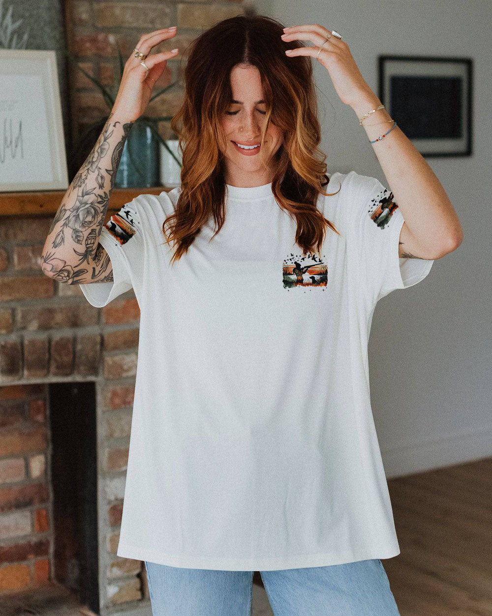 BLISSCORNERS JUST A GIRL WHO LOVES HUNTING ALL OVER PRINT