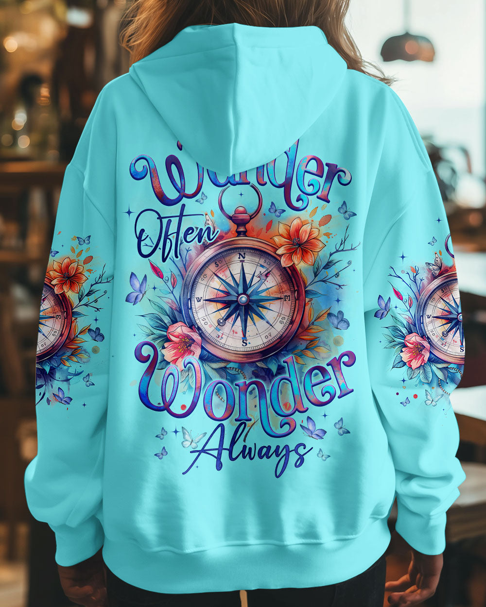 BLISSCORNERS WANDER OFTEN WONDER ALWAYS COMPASS ALL OVER PRINT