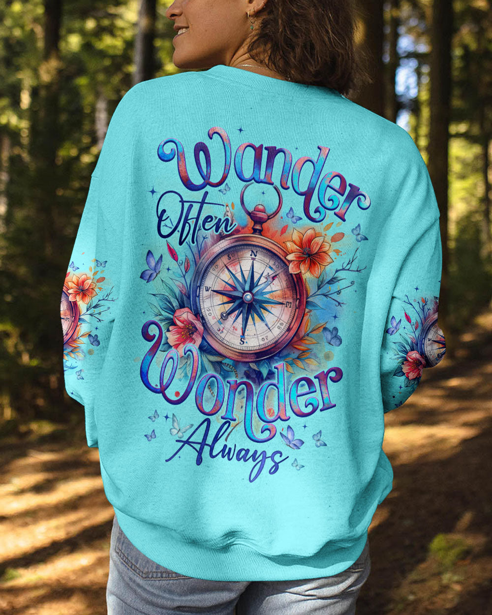 BLISSCORNERS WANDER OFTEN WONDER ALWAYS COMPASS ALL OVER PRINT