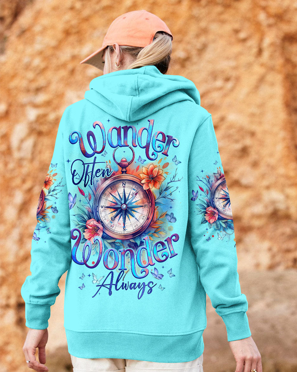 BLISSCORNERS WANDER OFTEN WONDER ALWAYS COMPASS ALL OVER PRINT