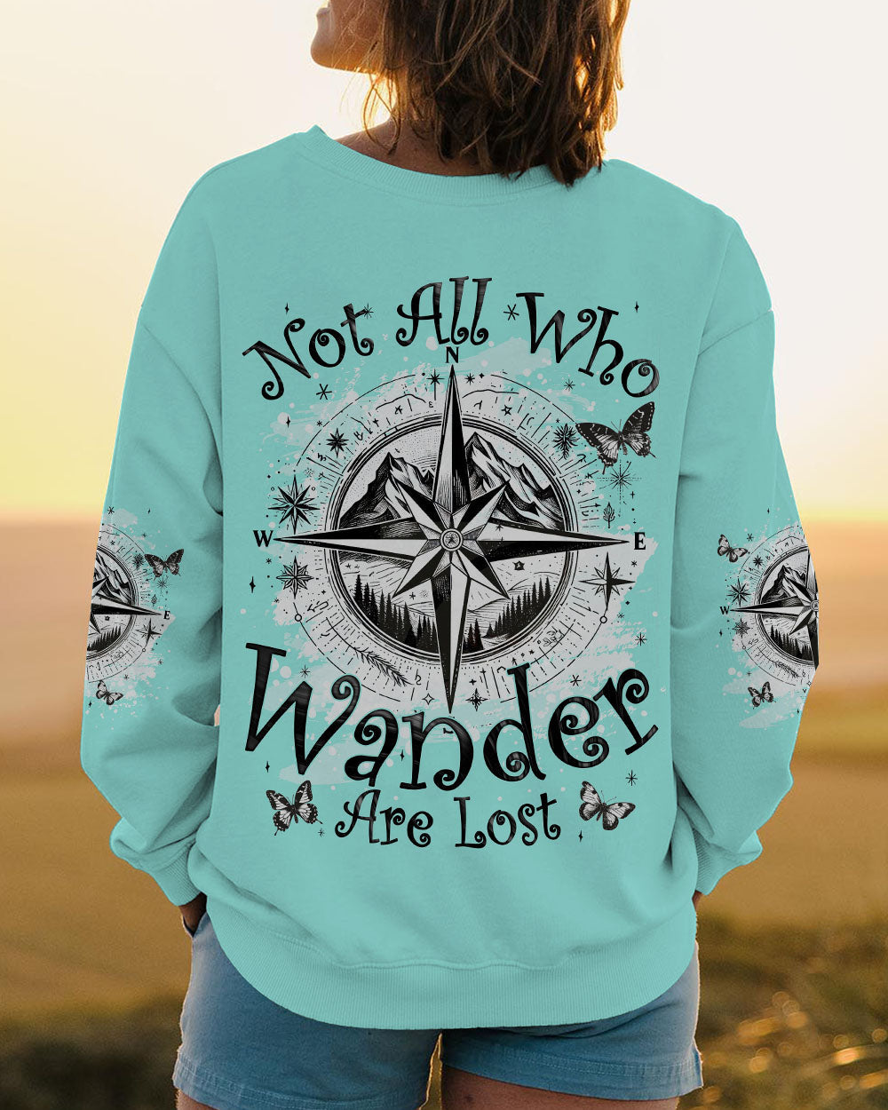 BLISSCORNERS NOT ALL WHO WANDER ARE LOST COMPASS ALL OVER PRINT